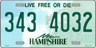 NH license plate 3434032
