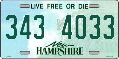 NH license plate 3434033