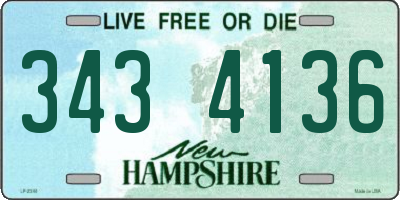 NH license plate 3434136