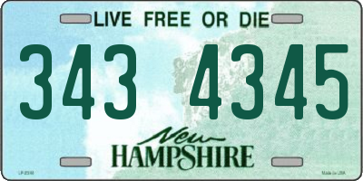 NH license plate 3434345