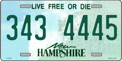NH license plate 3434445