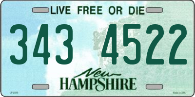 NH license plate 3434522