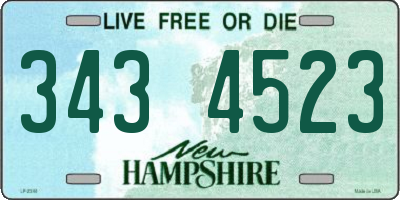 NH license plate 3434523