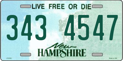 NH license plate 3434547