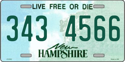 NH license plate 3434566