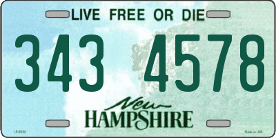 NH license plate 3434578
