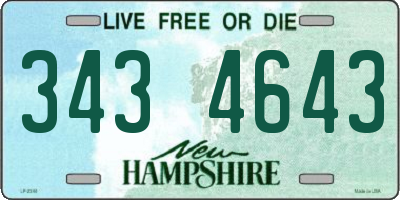 NH license plate 3434643