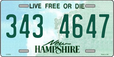 NH license plate 3434647