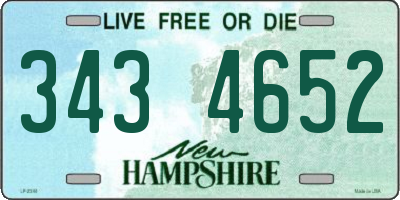 NH license plate 3434652