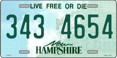 NH license plate 3434654