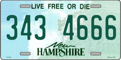 NH license plate 3434666