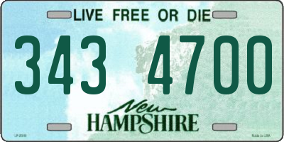 NH license plate 3434700