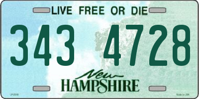 NH license plate 3434728