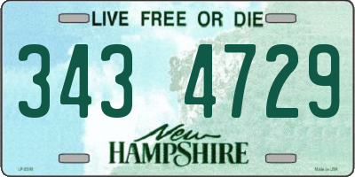 NH license plate 3434729