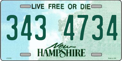 NH license plate 3434734