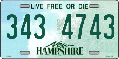 NH license plate 3434743