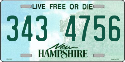 NH license plate 3434756