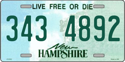 NH license plate 3434892