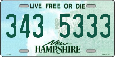 NH license plate 3435333