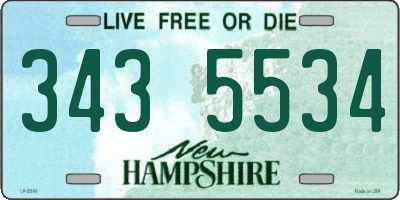 NH license plate 3435534