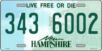 NH license plate 3436002