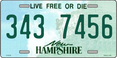 NH license plate 3437456
