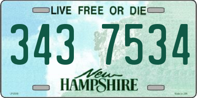 NH license plate 3437534