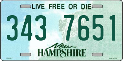 NH license plate 3437651