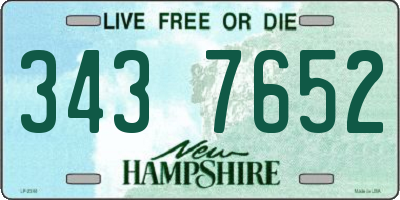 NH license plate 3437652