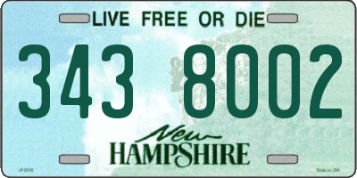NH license plate 3438002