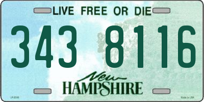 NH license plate 3438116