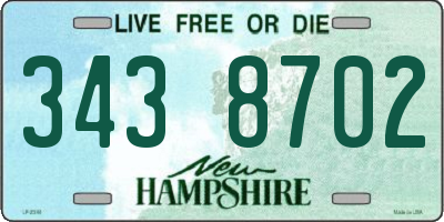NH license plate 3438702