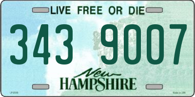 NH license plate 3439007