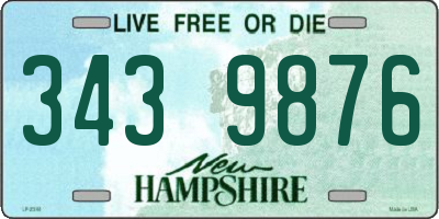 NH license plate 3439876