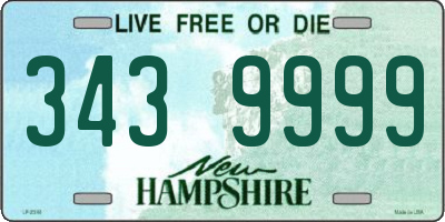 NH license plate 3439999