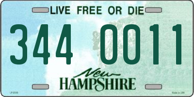 NH license plate 3440011