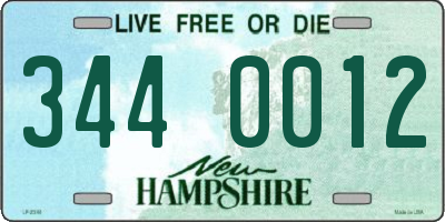 NH license plate 3440012