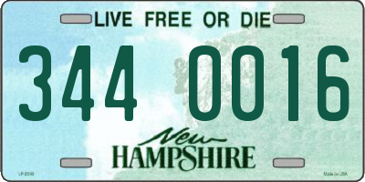 NH license plate 3440016