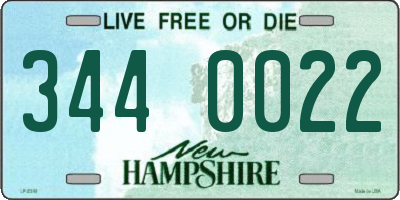 NH license plate 3440022