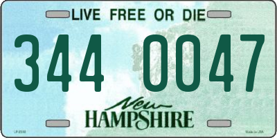NH license plate 3440047