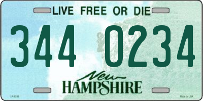 NH license plate 3440234