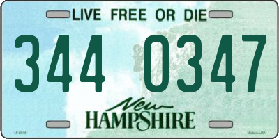 NH license plate 3440347