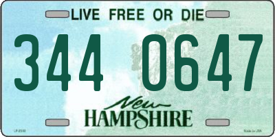 NH license plate 3440647