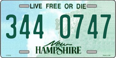 NH license plate 3440747