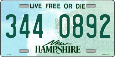 NH license plate 3440892