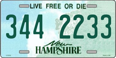 NH license plate 3442233