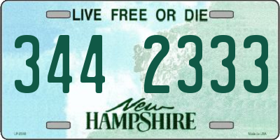 NH license plate 3442333