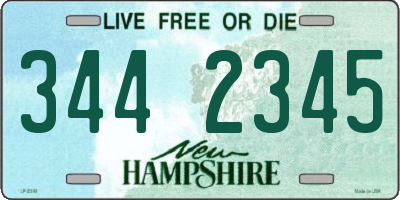NH license plate 3442345