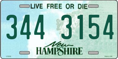 NH license plate 3443154