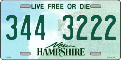 NH license plate 3443222
